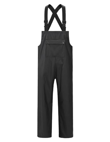 Town & Field Waterproof Overall Rain Pants, Heavy-Duty Rubber Bib, Unisex Fit Workwear for Industrial, Fishing, Farming, Black, X-Large
