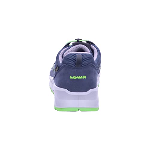 LOWA Axos GTX Lo Junior 36-40 Grau, Kinder Gore-Tex Hiking- und Approachschuh, Größe EU 36 - Farbe Stahlblau - Limone
