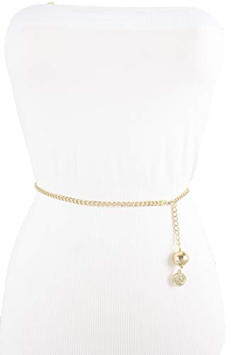 TFJ Women Fashion Very Skinny Belt Hip High Waist Gold Metal Chain Band Coin Charm XL XXL4