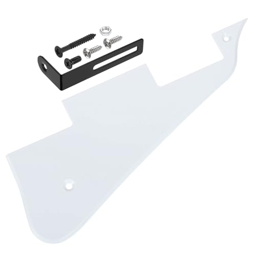 Pickguard guitare LP blanc 1 pli avec support métallique chromé noir