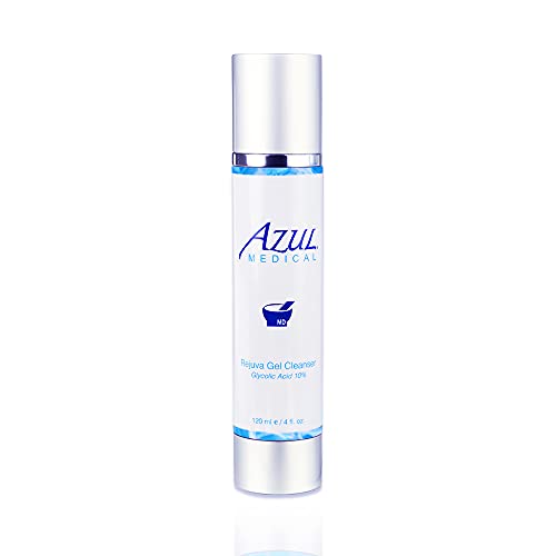 Azul Rejuva Gel Daily Facial Cleanser | Anti-Aging Foaming Face Wash with 10% Glycolic Acid, Grapefruit Peel, Vitamin C and Honey Suckle Flower Extract I 4 FL OZ