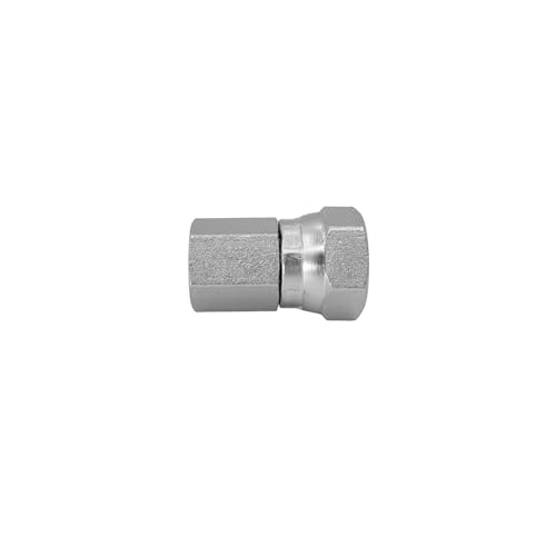 Image of (2-PACK) 1405-02-04 Hydraulic Hose Adapter Fitting 1 /8 inch Female (1 /8 inch-27NPTF)x1 /4 inch Female Swivel (1 /4 inch-18NPSM) Straight Pipe Connector Carbon Steel