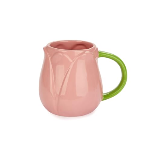 Balvi Mug Tulip Color Rosa Taza en Forma de Flor de tulipán Cerámica 400 ml
