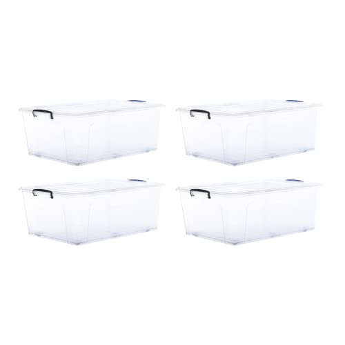 Image of Superio Storage Bins with Lids, Clear Plastic Containers for Organizing, Stackable Totes, BPA Free, Odor Free, Organizer Boxes for Home, and Dorm (4 Pack, 60 Quart)