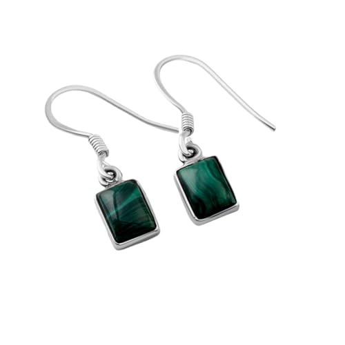 Boucles d'oreilles malachite naturelle, cadeau idéal en argent