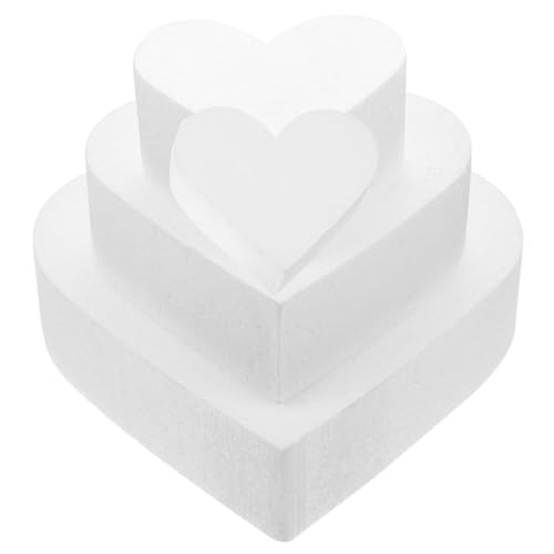 Uonlytech 4 Piezas modelo de espuma corazón conformado moho maniquíes de pastel de espuma modelo de pastel de espumas muñeco de pastel de práctica modelo de pastel falso blanco