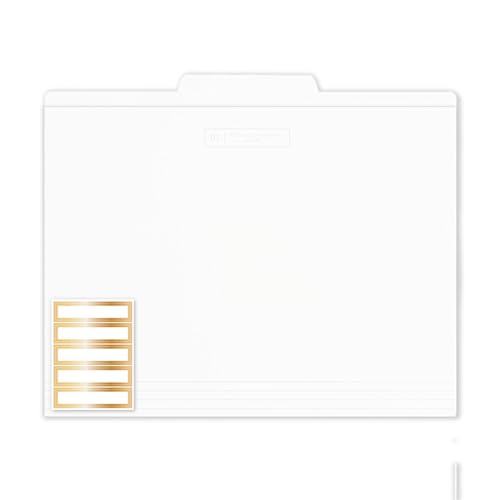 russell+hazel Pastas de arquivo brancas, inclui etiquetas laminadas, 12 unidades de 29,8 cm x 24,7 c