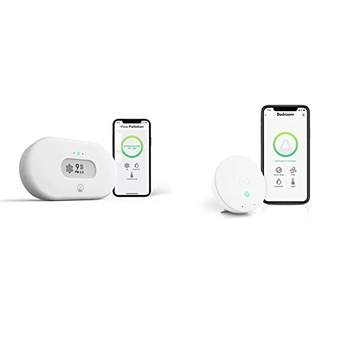 Airthings Wave Mini - Indoor Air Quality Monitor - Chemicals (TVOCs), Mould Risk, Humidity, Temperature + 2980 View Pollution - Air Pollution Monitor with Particulate Matter (PM 2.5)