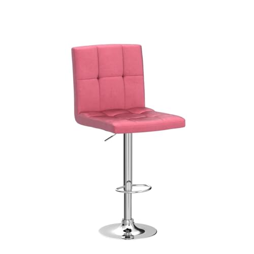 Image of Yaheetech Bar Stools Set of 2, Adjustable Velvet Barstools, Modern Counter Height Swivel Stool with Bigger Base for Kitchen Island, Pink