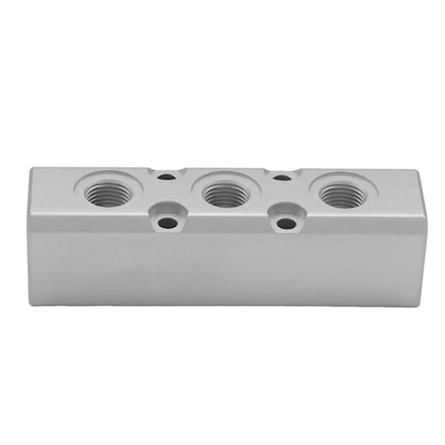 Incontesta Pneumatic Manifold 3 Way 5 Port Industrial Aluminum Alloy Air Compressor Air Distribution with G1/2 Supply Port and G1/4-Inch Output Port