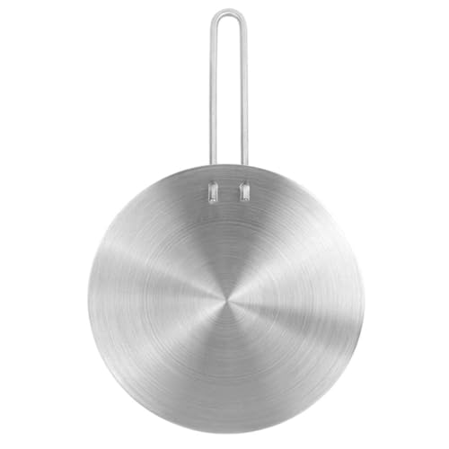MALUGOGO Adaptador de placa de inducción para conducción uniforme del calor de acero inoxidable con asa, disco difusor de calor, utensilios de cocina resistentes, apto para cocina de gas y ollas de
