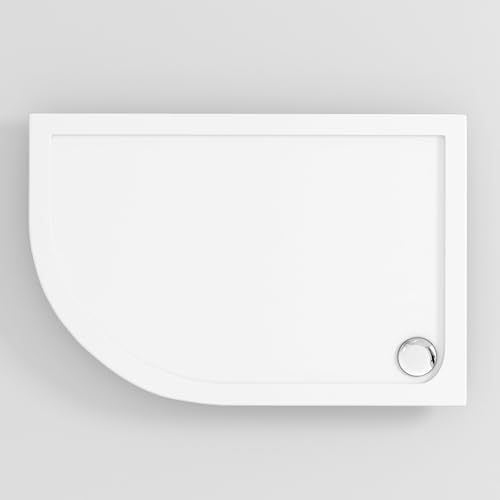 Image of Left Handed Offset 1000 x 900mm Shower Tray Pearlstone for Shower Enclosure Cubicle with Waste Trap