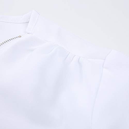 Mercatoo Roupas femininas longas de chiffon solta com zíper e botão camisa de mangas plus size blusa