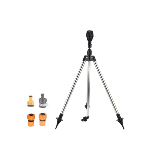 ECVGHD Trípode con base de metal para césped, sistema de riego ajustable de 90 a 180 y 360 grados