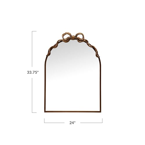 Image of Creative Co-Op Metal Framed Arched Wall Mirror with Bow Accent, Gold Finish,