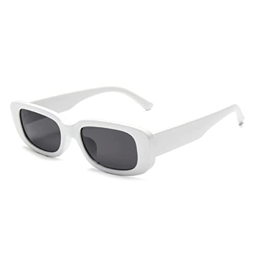 Óculos De Sol Hype Retrô Retangular Moda Branco Unissex Com Proteção UV400 Armação Polímero Super Re