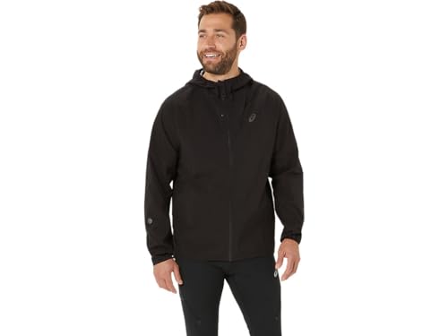 ASICS Men's METARUN WATERPROOF JACKET Running Apparel, L, PERFORMANCE BLACK