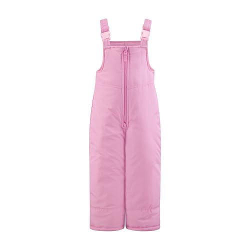 Image of LONDON FOG Girls' Two-Piece Winter Snowsuit Skibib and Fleece Lined Puffer Jacket, Pink Colorblock, 3T