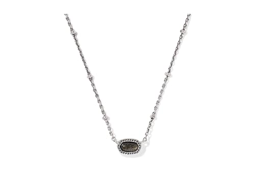 Kendra Scott, Women's, Mini Elisa Satellite Short Pendant Necklace, Vintage Silver Golden Obsidian, One Size