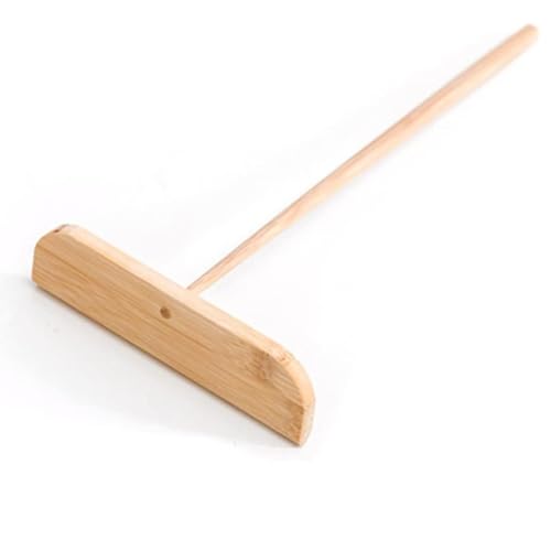 Crepe Distributor Small Bamboo Portable Washable Pancake Rake with Long Handle Cooking Tool for Flat Tortilla Bowls