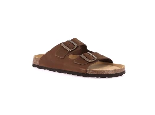 Ciabatte uomo anatomiche Grunland Bobo en color oliva con cómodas hebillas