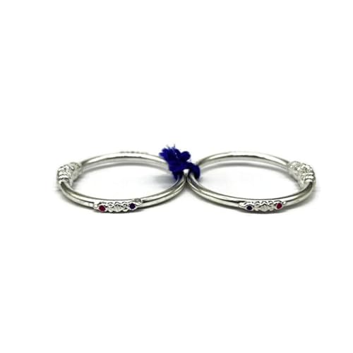 Image of Pure Silver Bangles for Baby Girl and Boy - Pack of 2 Silver Bracelet Pair for Kids age kid 0 to 2 years old.