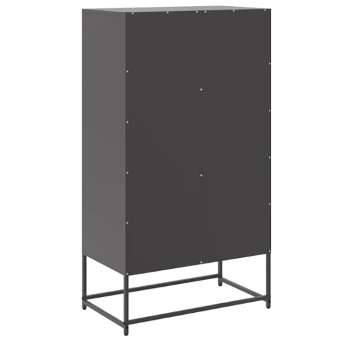 Tonture Highboard czarny, 68,5 x 38,5 x 123,5 cm, stal, wzornictwo przemysłowe, z 2 drzwiami, do salonu, sypialni, korytarza, wszechstronne miejsce do przechowywania, wytrzymała