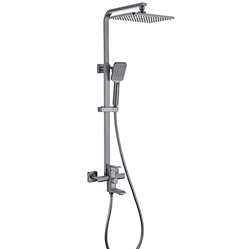 Ducha con caño de bañera, Grifo de Ducha de Triple función para Montaje en Pared, Mezclador Monomando de latón, rociador de Mano de 3 Posiciones, Color Gris Pistola