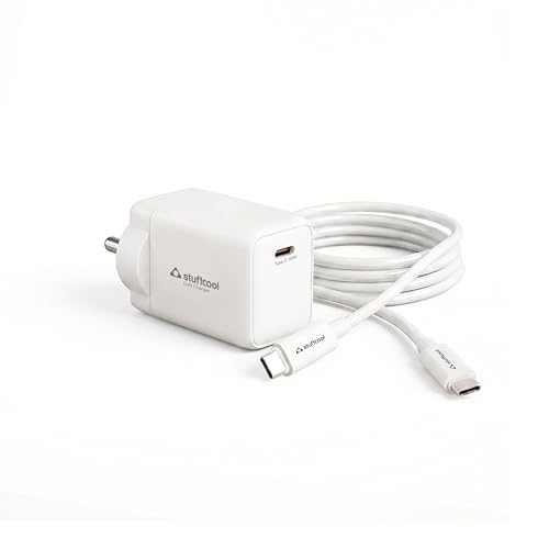 Image of Stuffcool Numen 45W GaN Fast Charger with 45W PD PPS, Supports SFC 2.0 & AVS, Charges iPhone 17 Pro 50% in 20 mins, Samsung Galaxy, Pixel & MacBook Air, with 100W 5A C to C Cable, Made in India