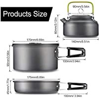 Image of NILKANTH Camping Cookware Outdoor Kettle Pot Pan Utensil Backpacking Out Bag Cooking Picnic Cookset for 2 Person (Green)