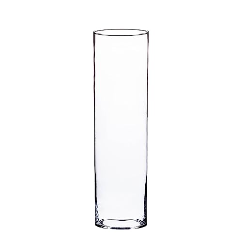 simpa XL Floor Standing Clear Glass Cylinder Vase 60cm (H) x 18.5cm Dia - Quality Handmade Craftmanship