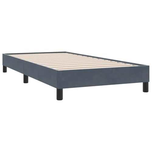 vidaXL Cama Box Spring sin colchón Terciopelo Gris Oscuro 100x210 cm, Cama, somier, Cama de Terciopelo, Muebles de Dormitorio, Cama Individual