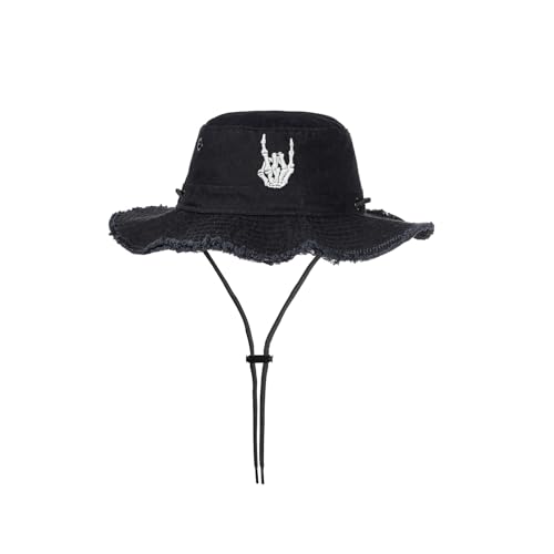 Gaakvrr Chapeau bob main squelette pour homme et femme, chapeau de soleil squelette, chapeau de pêcheur pour l'extérieur, les voyages, la plage