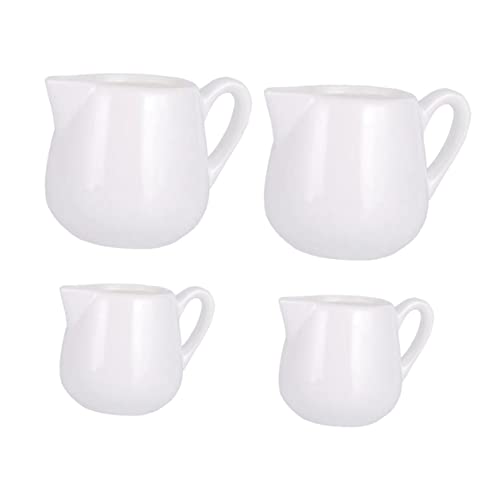 VINTORKY 4pcs Coffee Milk Jug Milk Frothing Pitcher Coffee Shop Milk Jugs Powdered Creamer for Coffee Syrup for Coffee Coffe Syrup Mini Coffee Syrup Creamer Pitcher Sauce Jug Ceramics White