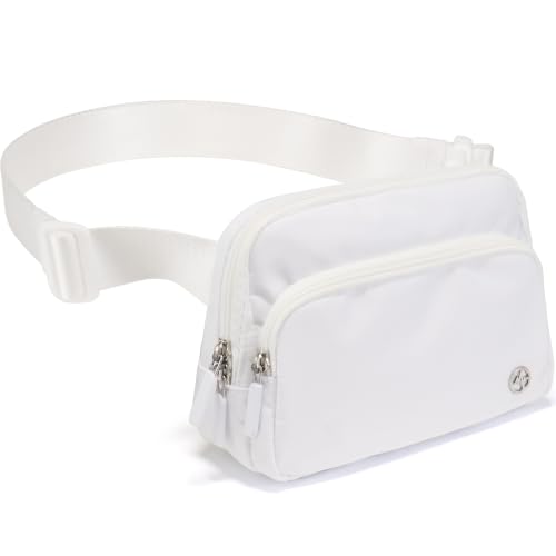 Image of Pander Nylon Crossbody Belt Bag with Excess Strap Keepers, 6-Pocket Adjustable Sling Fanny Pack for Travel and Everyday Carry, White