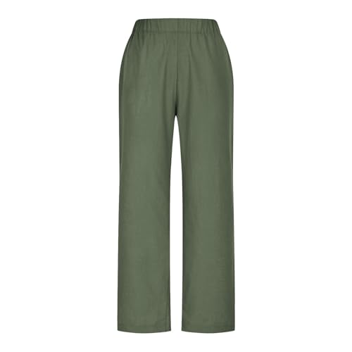 2025 Womens Linen Pants Elastic High Waist Straight Leg Lounge Palazzo Pant Casual Slacks Summer Trouser with Pockets2