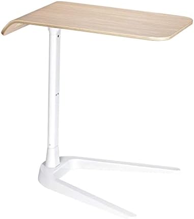 Modernsolid Height Adjustable Sofa Side End Table, Folding Laptop Desk Computer Table C-Shaped Overbed Table Snack Table for Couch, Coffee, Living Room, Bedroom, Small Space - White