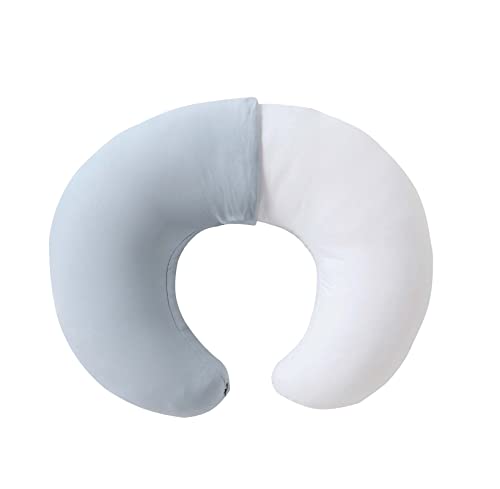 Image of QUENESS Nursing Pillow and Positioner, Breastfeeding, Bottle Feeding, Baby Sitting Support with Removable Premium Cotton Cover Cover, Tummy Time Support for Baby Boys and Girls (Illusion Blue)
