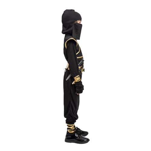 Jazgrom Ninja Costume For Kids With Accessories For Boys Toddler Halloween Costumes Dress Up Birthday Role Play Golden thumb #4