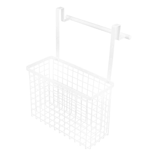ABOOFAN Under Sink Organizer with Towel Holder Kitchen Door Storage Basket Wall Mounted Cabinet Organizer for Efficient Space White Grid Design