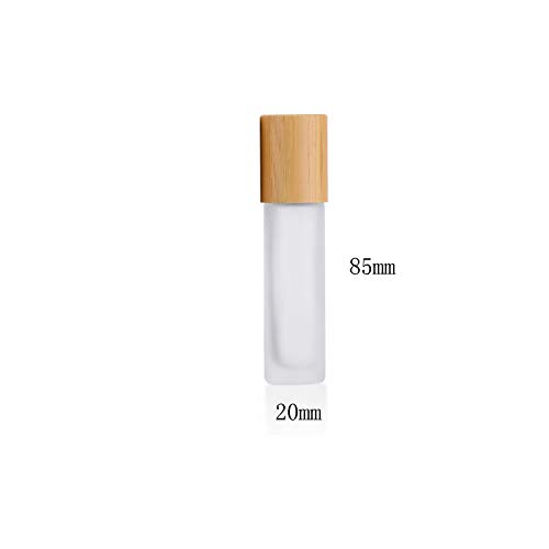 6 Pack Frosted Roller Bottles With Bamboo Lids,Glass Roll On Bottles Essential Oil Roller Bottles Perfume Aromatherapy Sample Bottles With Stainless Steel Balls