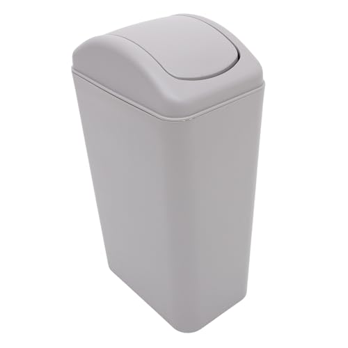Caneca de basura rectangular pequeña con tapa gris miniatura 1
