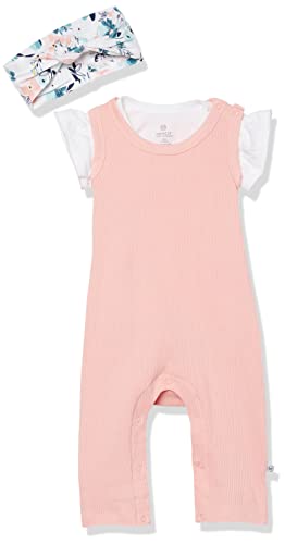 Honestbaby Organic Cotton Sleeveless Rib Romper, T-Shirt And Headband, Tropical Peach, 6-9 Months #TOP27