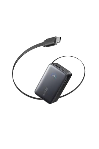 Anker Nano Power Bank (10000mAh, 45W, 巻取り式 USB-Cケーブル) 10000mAh 45W出力 / LEDディスプレイ搭載/USB-Cケーブル一体型/巻取り式ケーブル/iPhone 17 / 16 / 15シリーズ / iPhone Air/Android iPad その他各種機器対応 (ブラック)
