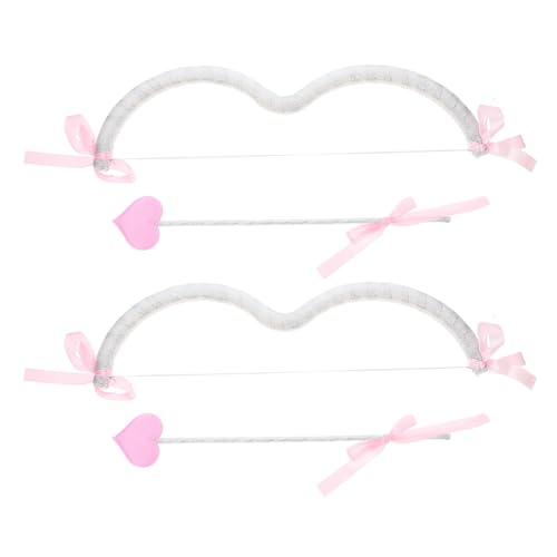 TOPPERFUN 2 Juegos de Flechas de Utilería en Forma de Corazón Accesorio para Disfraz de San Valentín Color Plata Rosa Kit para Fiestas Cosplay y Sesiones de Fotos Románticas