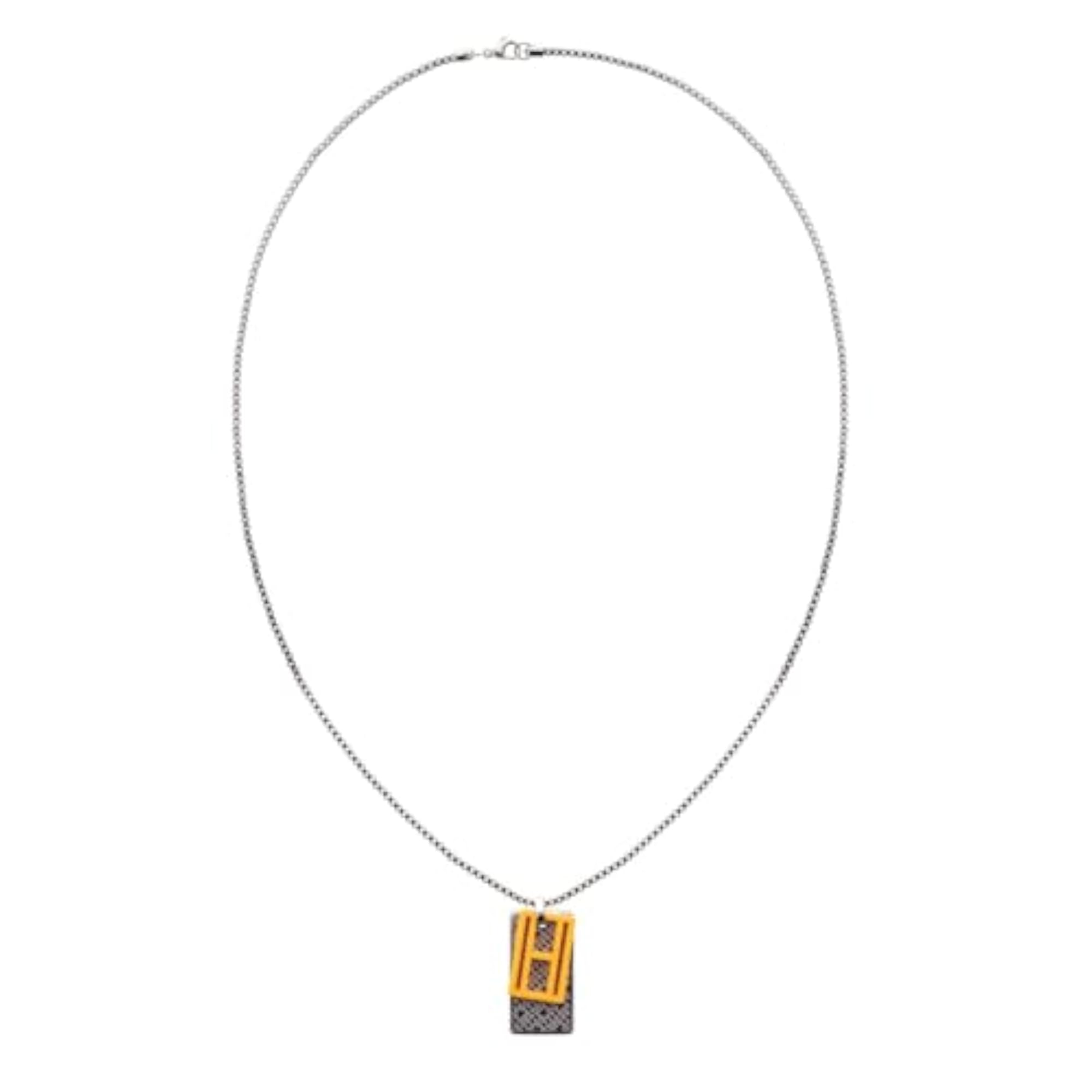 Men's Stainless Steel & Yellow Silicone Necklace