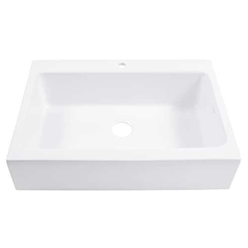 Parker-Fireclay-Quick-Fit-Drop-In-Farmhouse-Kitchen-Sink-and-Care-Kit-34-Crisp-White-Single-Bowl-with-1-Hole Parker Fireclay Quick Fit Drop In Farmhouse Kitchen Sink and Care Kit 34 Crisp White Single Bowl with 1 Hole