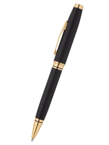 Image of Cross Coventry Matte Black Lacquer with Gold PVD Appointments Refillable Ballpoint Pen - Medium Point, Black Ink, Presented in a Luxury Gift Box