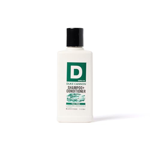 Duke Cannon Supply Co. Tea Tree 2-in-1 Shampoo and Conditioner for Men - 3 fl oz - Fresh Mint + Eucalyptus Scent - Made with Tea Tree Oil & Menthol - Soothes & Refreshes the Scalp