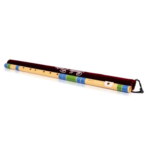 Image of Radhe Flutes | E Natural Right Handed Base Bansuri | Tuned With Tanpura A=440Hz | PVC Flute + Velvet Cover + Hindi & English Flute Lessons | PERENT (Beige Flute With Blue & Green Threads)